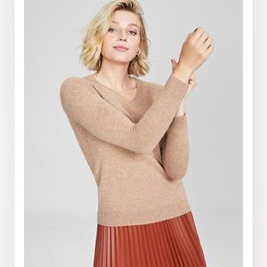 Charter Club Women’s 100% Cashmere V-Neck Sweater - S in Heather Camel